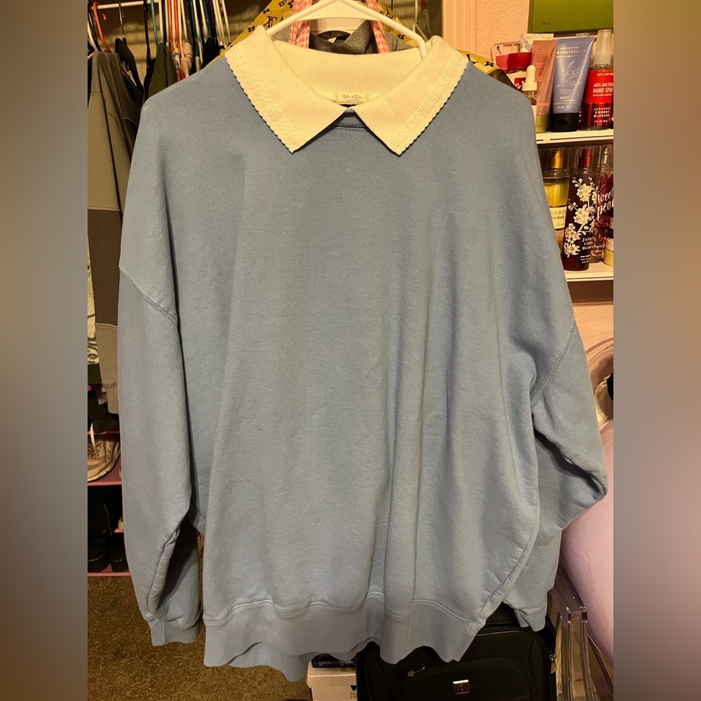 John Galt Light Blue Polo Crew Neck Sweatshirt